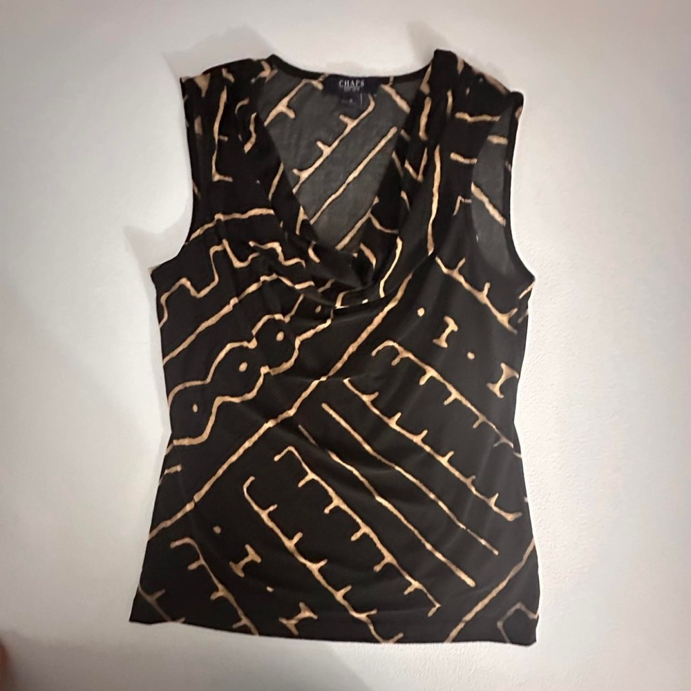 Chaps black and gold blouse size small